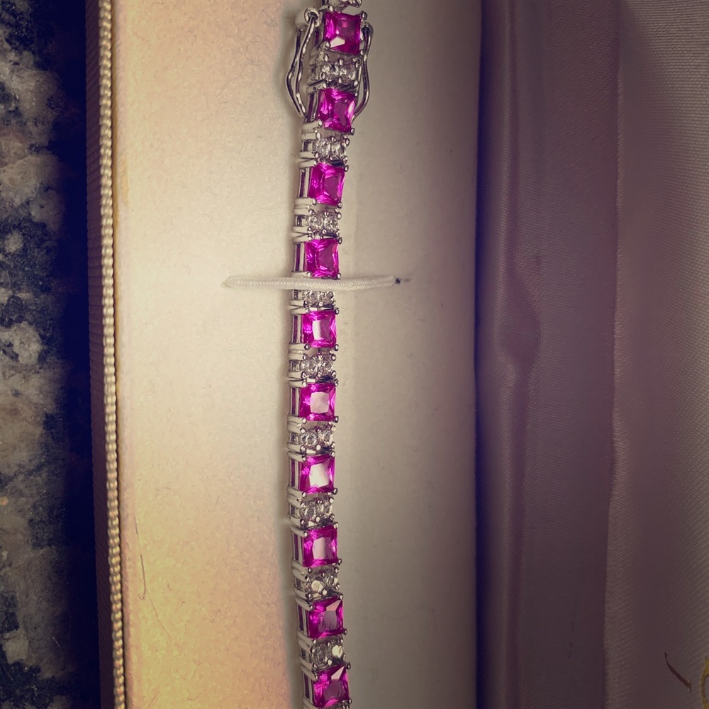 Pink and White Sapphire Bracelet
